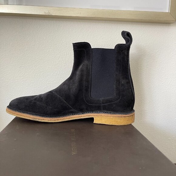 Bottega Veneta Dark Navy Suede Leather Men's Ankle Boots, 312345, many sizes - Picture 4 of 11